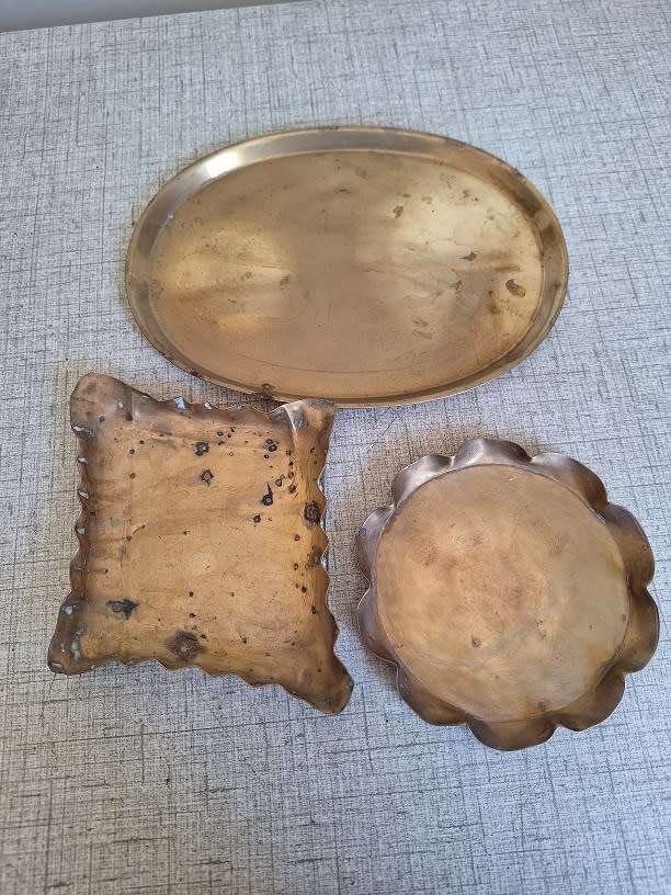 3 x Small brass trays