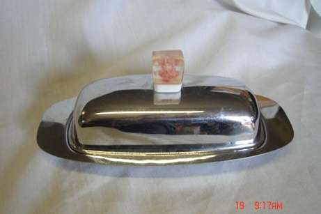 LOVELY BUTTER DISH WITH GLASS LINER