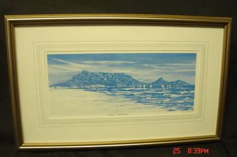 TABLE MOUNTAIN PRINT BY SOUTH AFRICAN ARTIST JH WRIGHT FROM THE CAPE COASTAL COLLECTIONS