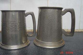 2 PEWTER BEER MUGS