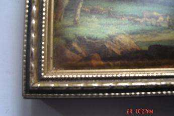 PRETTY PICTURE ON MATERIAL IN LOVELY FRAME