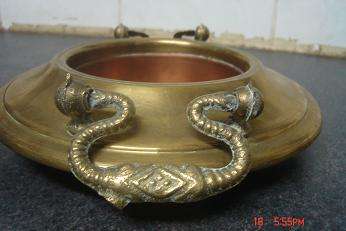 STUNNING COPPER AND BRASS BOWL WITH HANDLES