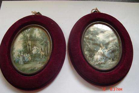 LOVELY OLD TIME PICTURES ON MATERIAL AND LOVELY FRAMES