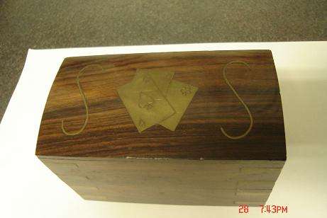 LOVELY BRASS AND WOODEN CARD BOX