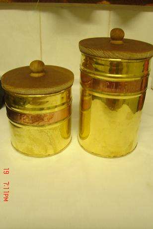 BRASS TEA AND COFFEE STORAGE CONTAINERS