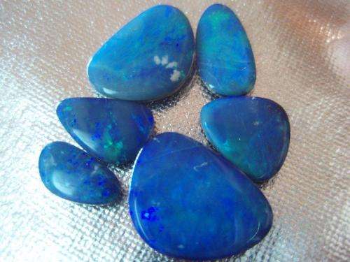 OPAL LOT~7.84tcw Multi Color Flashing On Blue Doublet Opal Loose Gemstones Lot