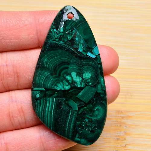 FANTASTIC! MALACHITE GEMSTONE 55X29X7MM PENDANT BEAD