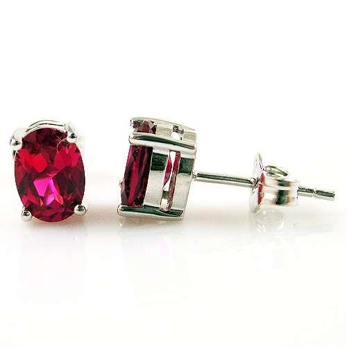Earrings- Lovely Lab created Ruby Stud Earrings .925 Silver