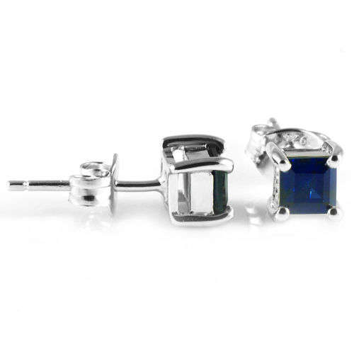 Earrings- Lovely Lab created Sapphire Stud Earrings .925 Silver