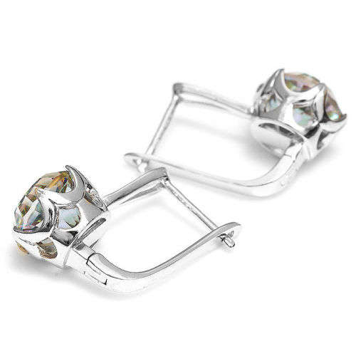 EARRINGS~8.4ct  Genuine Mystic Rainbow Topaz Earrings Hoop Solid 925 Sterling Silver