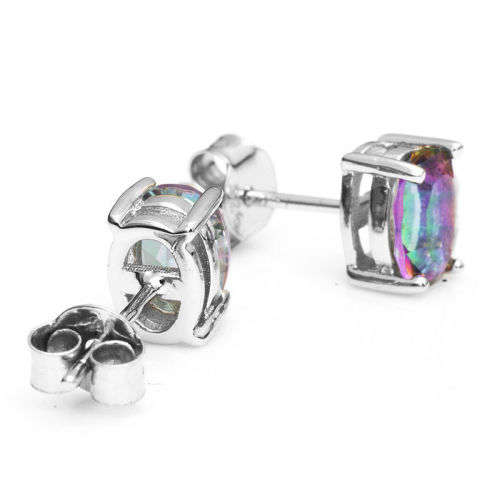 7x5mm OVAL 1.5ct Mystic Topaz Earrings Studs Silver