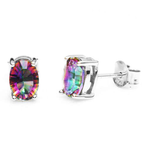 7x5mm OVAL 1.5ct Mystic Topaz Earrings Studs Silver
