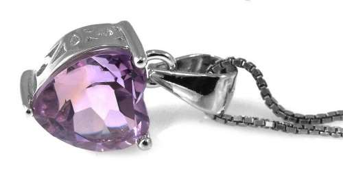 Genuine Amethyst Heart Set: Pendant, Necklace, Earrings, Ring .925 Silver 4-6ct