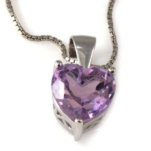 Genuine Amethyst Heart Set: Pendant, Necklace, Earrings, Ring .925 Silver 4-6ct
