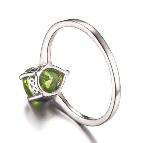 RING~ Genuine Peridot Pear ~size 6~ setting .925silver