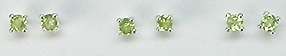 NATURAL PERIDOT EARRINGS-3mm set in .925 Silver