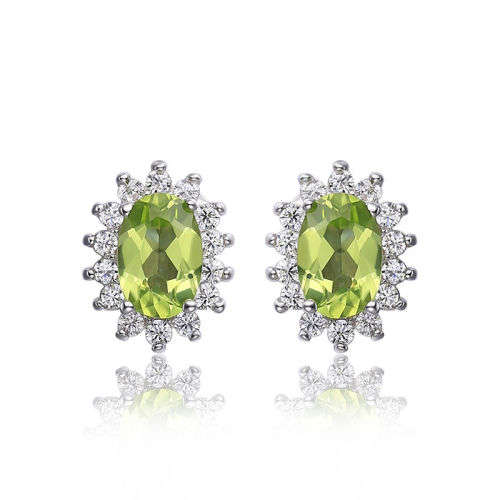 EARRINGS~ Genuine Peridot Earrings Stud Set in Solid .925 Sterling Silver