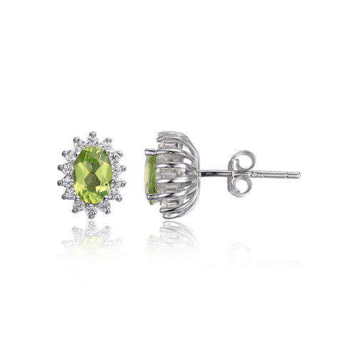 EARRINGS~ Genuine Peridot Earrings Stud Set in Solid .925 Sterling Silver