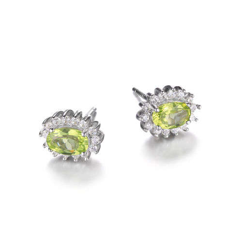 EARRINGS~ Genuine Peridot Earrings Stud Set in Solid .925 Sterling Silver