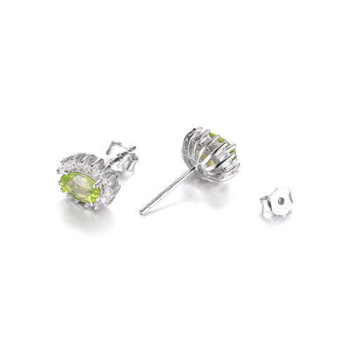 EARRINGS~ Genuine Peridot Earrings Stud Set in Solid .925 Sterling Silver