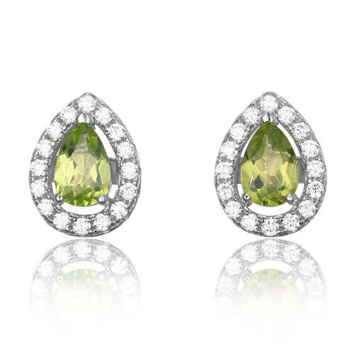 EARRINGS~ Genuine Peridot Earrings Stud Set in Solid .925 Sterling Silver