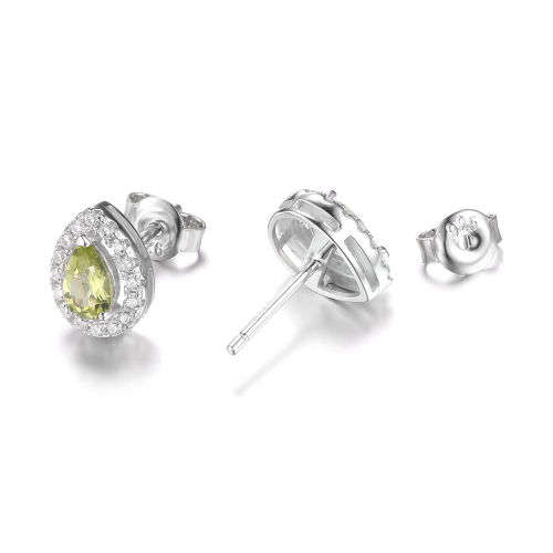 EARRINGS~ Genuine Peridot Earrings Stud Set in Solid .925 Sterling Silver