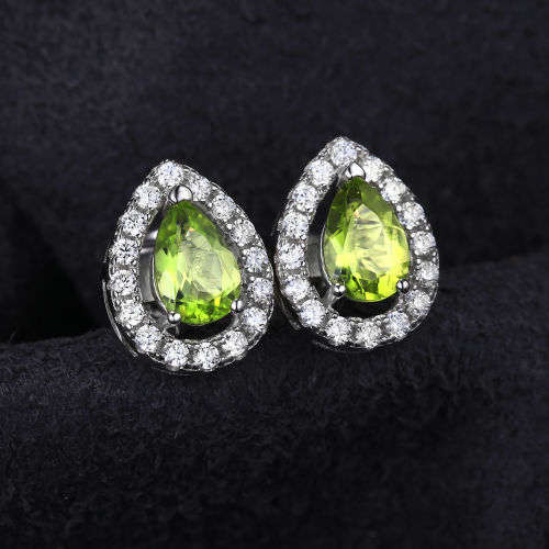 EARRINGS~ Genuine Peridot Earrings Stud Set in Solid .925 Sterling Silver
