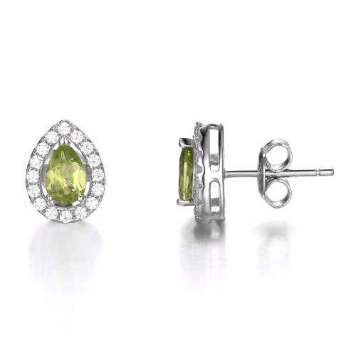 EARRINGS~ Genuine Peridot Earrings Stud Set in Solid .925 Sterling Silver