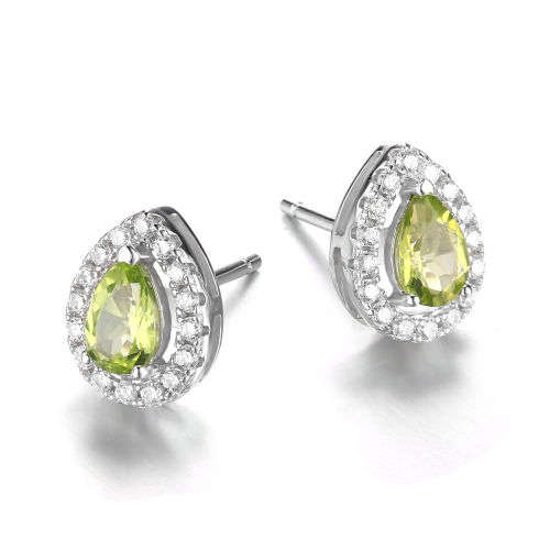 EARRINGS~ Genuine Peridot Earrings Stud Set in Solid .925 Sterling Silver