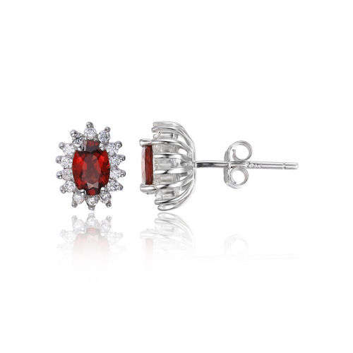 EARRINGS~ 2.1Tct Genuine Garnet Earring Stud Solid .925 Sterling Silver
