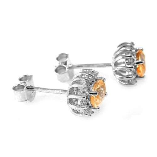 EARRINGS~ 2.1Tct Genuine Citrine Earring Stud Solid .925 Sterling Silver