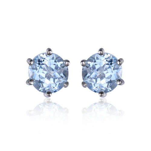 EARRINGS~Natural Round Topaz Earrings Studs Solid .925 Sterling Silver