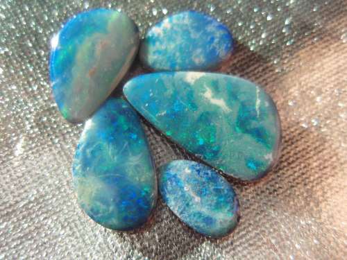 OPAL LOT~tcw Multi Color Flashing On Blue, Doublet Opal Loose Gemstones Lot