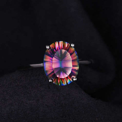 RING~2.5ct Genuine Fire Mystic Topaz Ring Solid 925 Sterling Silver Size 7