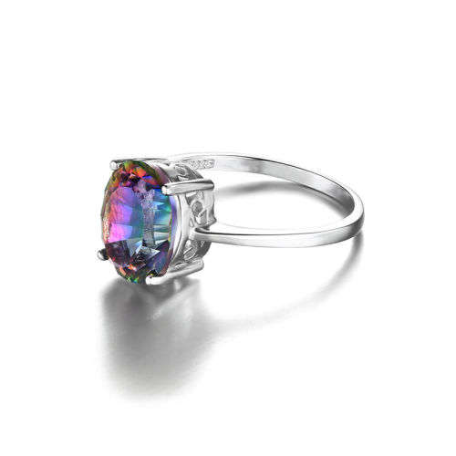 RING~2.5ct Genuine Fire Mystic Topaz Ring Solid 925 Sterling Silver Size 7