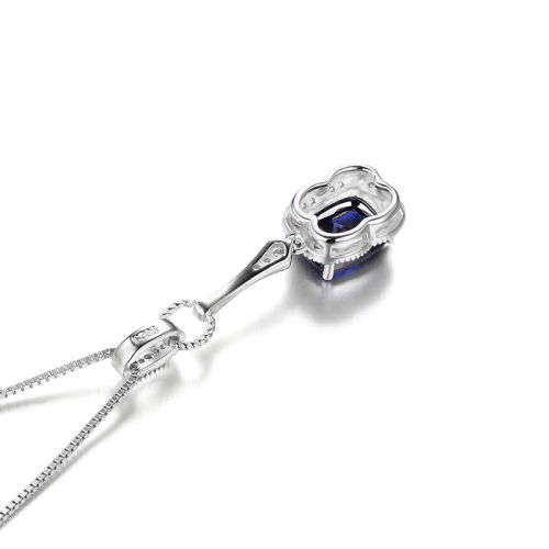Pendant- 3.7ct Created Blue Sapphire Pendant set in .925 Sterling Silver