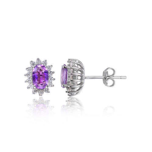 EARRINGS~ Genuine Amethyst Earring Stud Solid .925 Sterling Silver