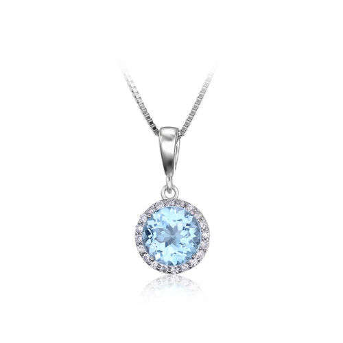 PENDANT~2.6Tct Natural Sky Blue Topaz Pendant 925 Sterling Silver