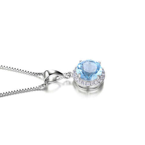 PENDANT~2.6Tct Natural Sky Blue Topaz Pendant 925 Sterling Silver