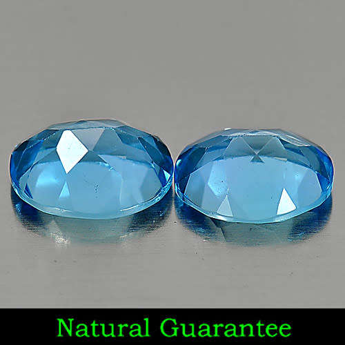 TOPAZ~  2.95Tcts. Pair Oval Shape Natural Gem Swiss Blue Topaz Brazil