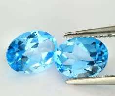 TOPAZ~  2.95Tcts. Pair Oval Shape Natural Gem Swiss Blue Topaz Brazil