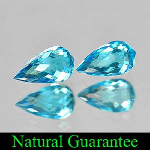 TOPAZ~ 1.69 Tcts. 2 Pcs. Natural Blue Topaz Gemstones Briolette Shape