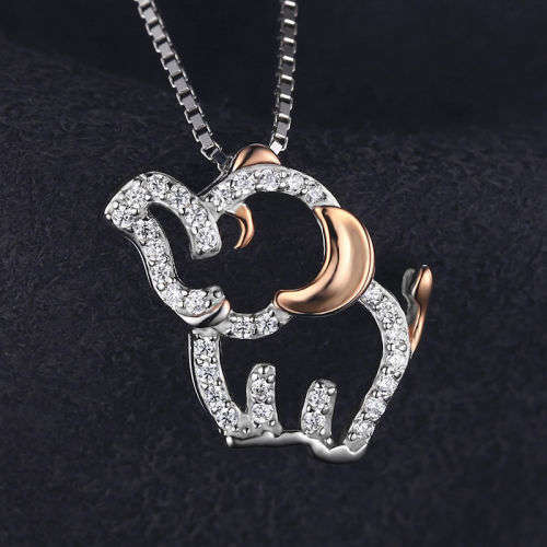 PENDANT~Elephant Lovely Pretty Cubic Zirconia Pendant 925 Sterling Silver