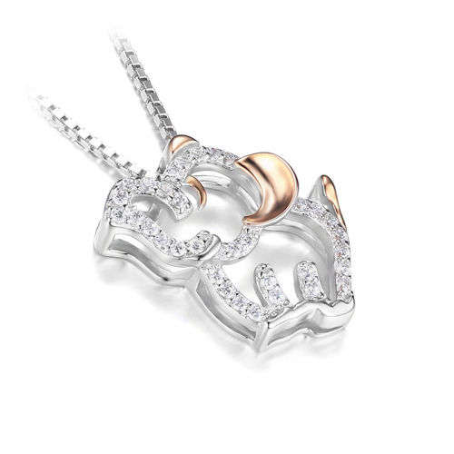 PENDANT~Elephant Lovely Pretty Cubic Zirconia Pendant 925 Sterling Silver