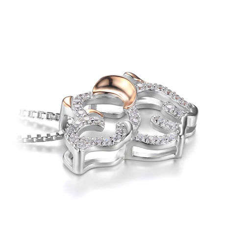 PENDANT~Elephant Lovely Pretty Cubic Zirconia Pendant 925 Sterling Silver
