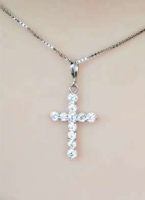 PENDANT~0.7ct Cubic Zirconia Cross Pendant 925 Sterling Silver