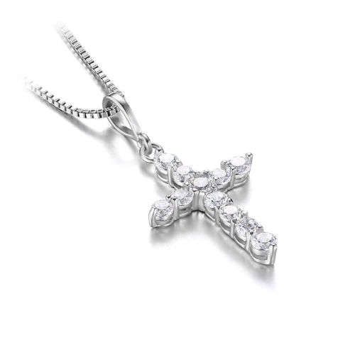 PENDANT~0.7ct Cubic Zirconia Cross Pendant 925 Sterling Silver