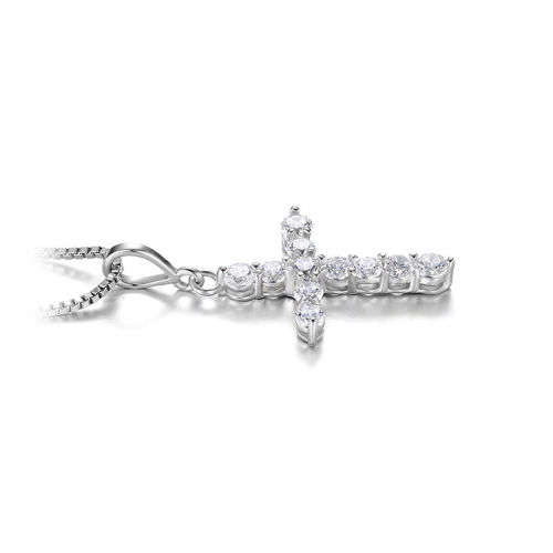 PENDANT~0.7ct Cubic Zirconia Cross Pendant 925 Sterling Silver