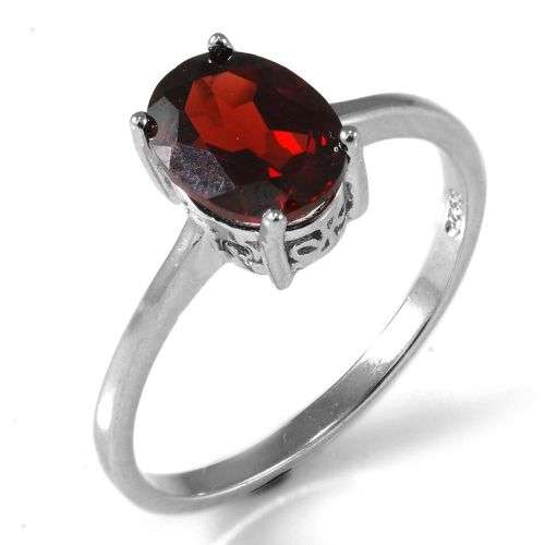 RING~Genuine Garnet Ring Size 7 ~ 0.925 Silver