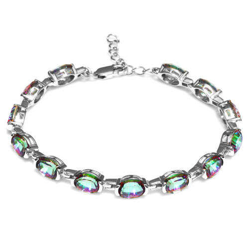 BRACELET~Genuine Mystic Rainbow Topaz Bracelet Solid 925 Sterling Silver
